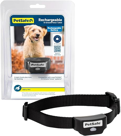 PetSafe Rechargeable In-Ground Pet Fence Receiver Collar for Cats and Dogs, Waterproof with Tone and Static Correction, Fits Pets 5 lbs and Up from the Parent Company of the Invisible Fence Brand