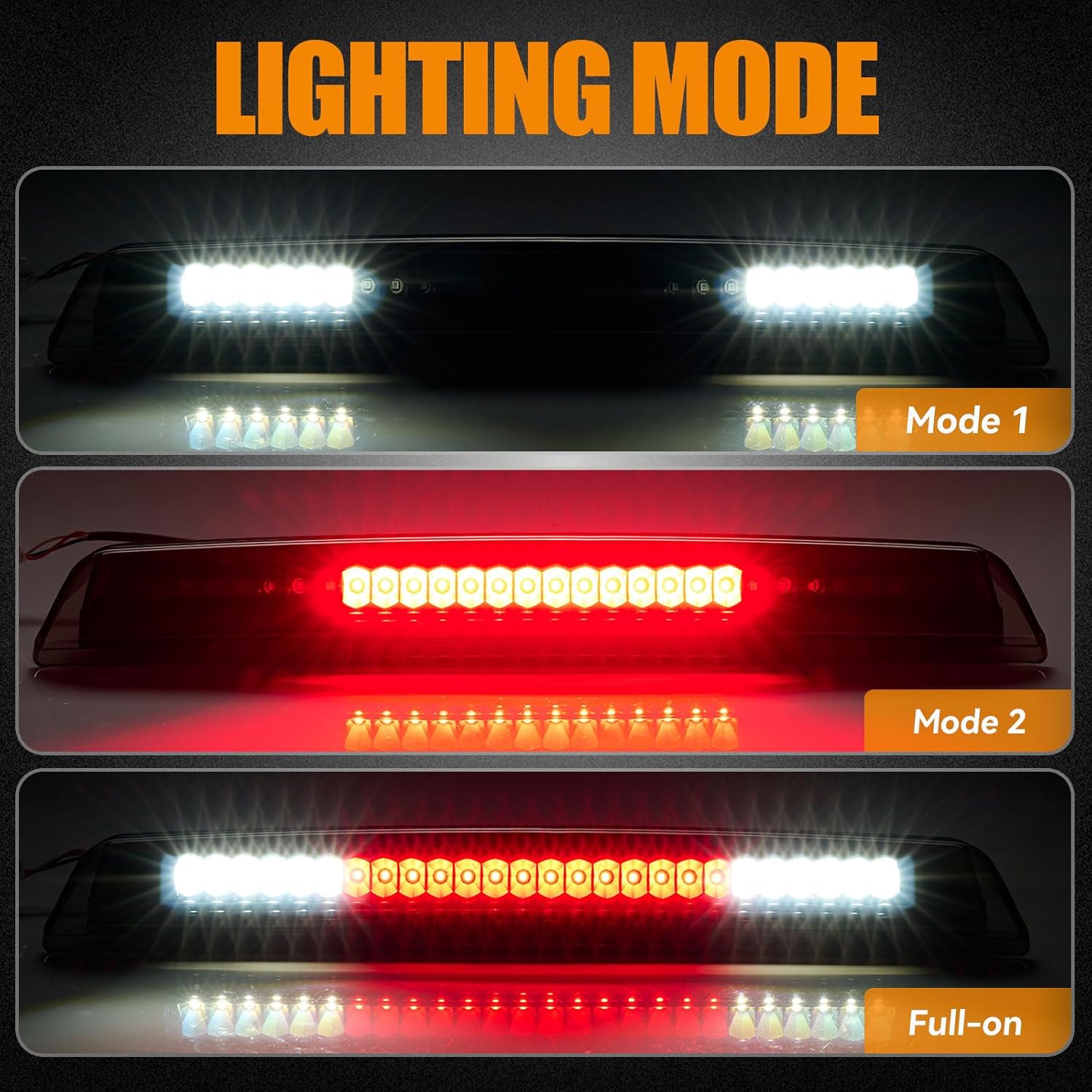 Third 3rd Brake Light LED for 2004-2015 Nissan Titan & 2005-2016 Nissan Frontier, High Mount Rear Brake Lights Assembly, Waterproof Center Cab Cargo Lamp Stop Light (Black)