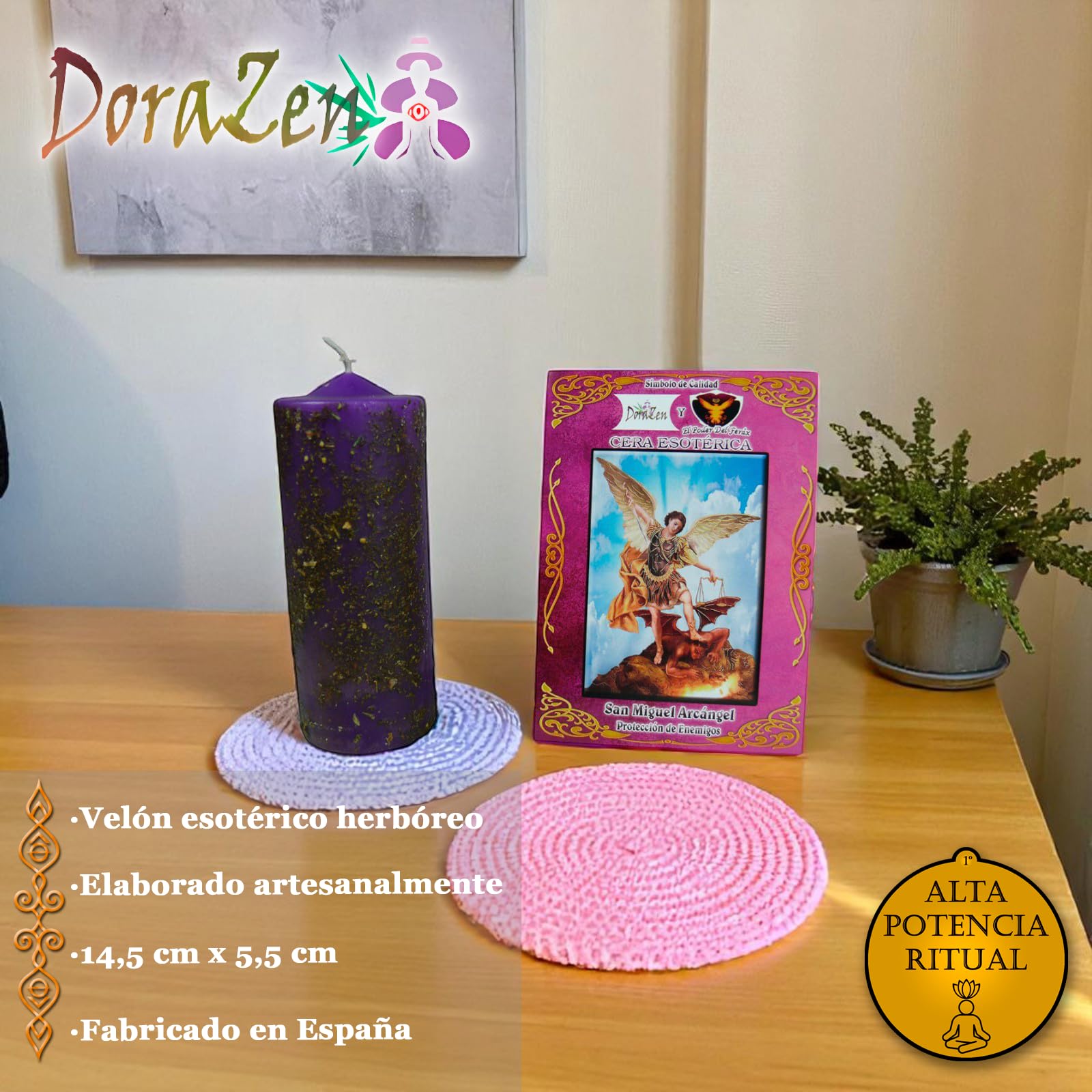 Velón Herbóreo San Miguel Arcángel - Ritual protección de enemigos - Las Velas de Mariano