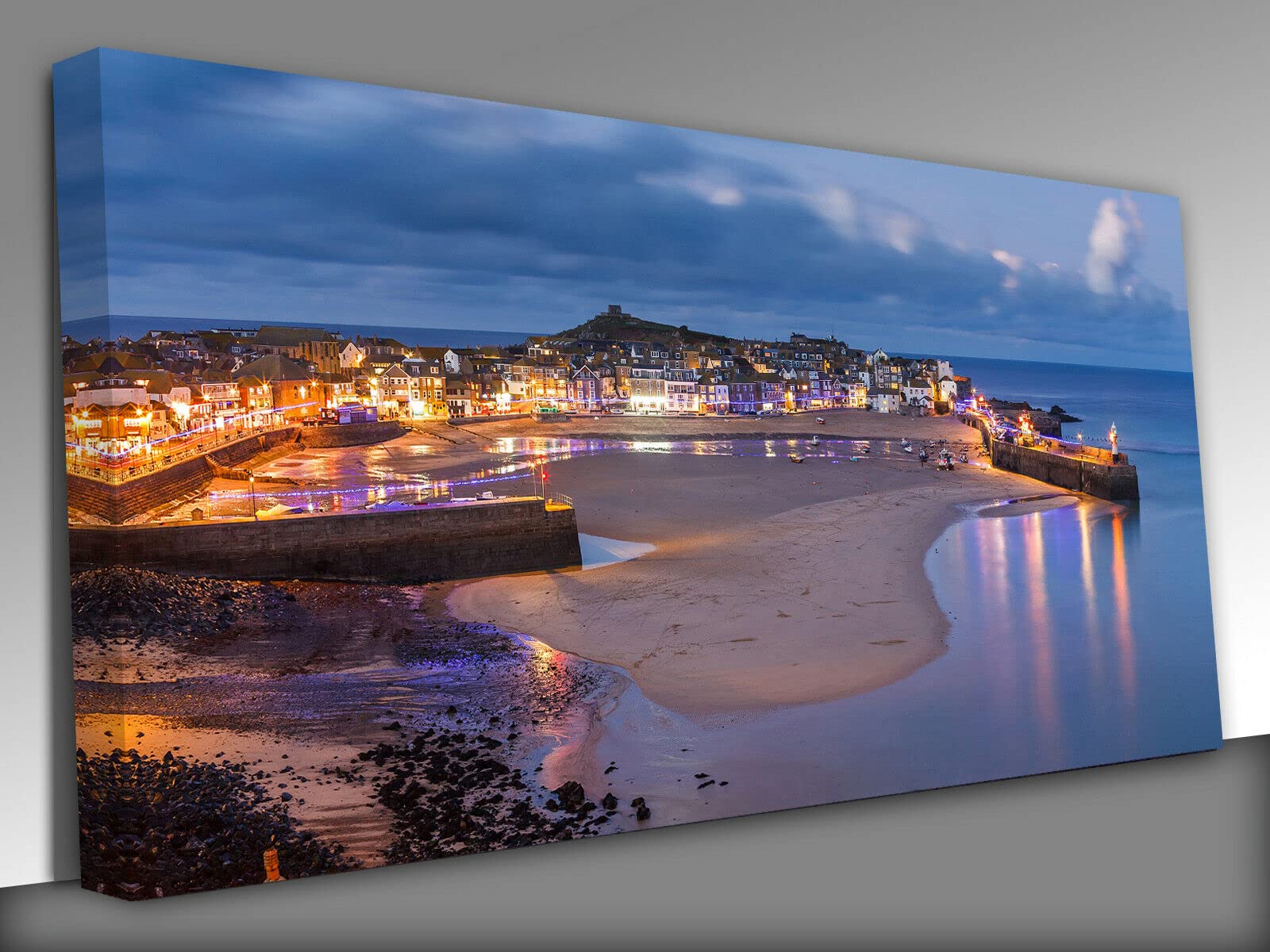 Dusk overlooking St Ives Cornwall Panoramic Canvas Wall Art Picture Print-  40 x 20 inch 101 x 51 cm- Dining Room Décor : Amazon.co.uk: Home & Kitchen