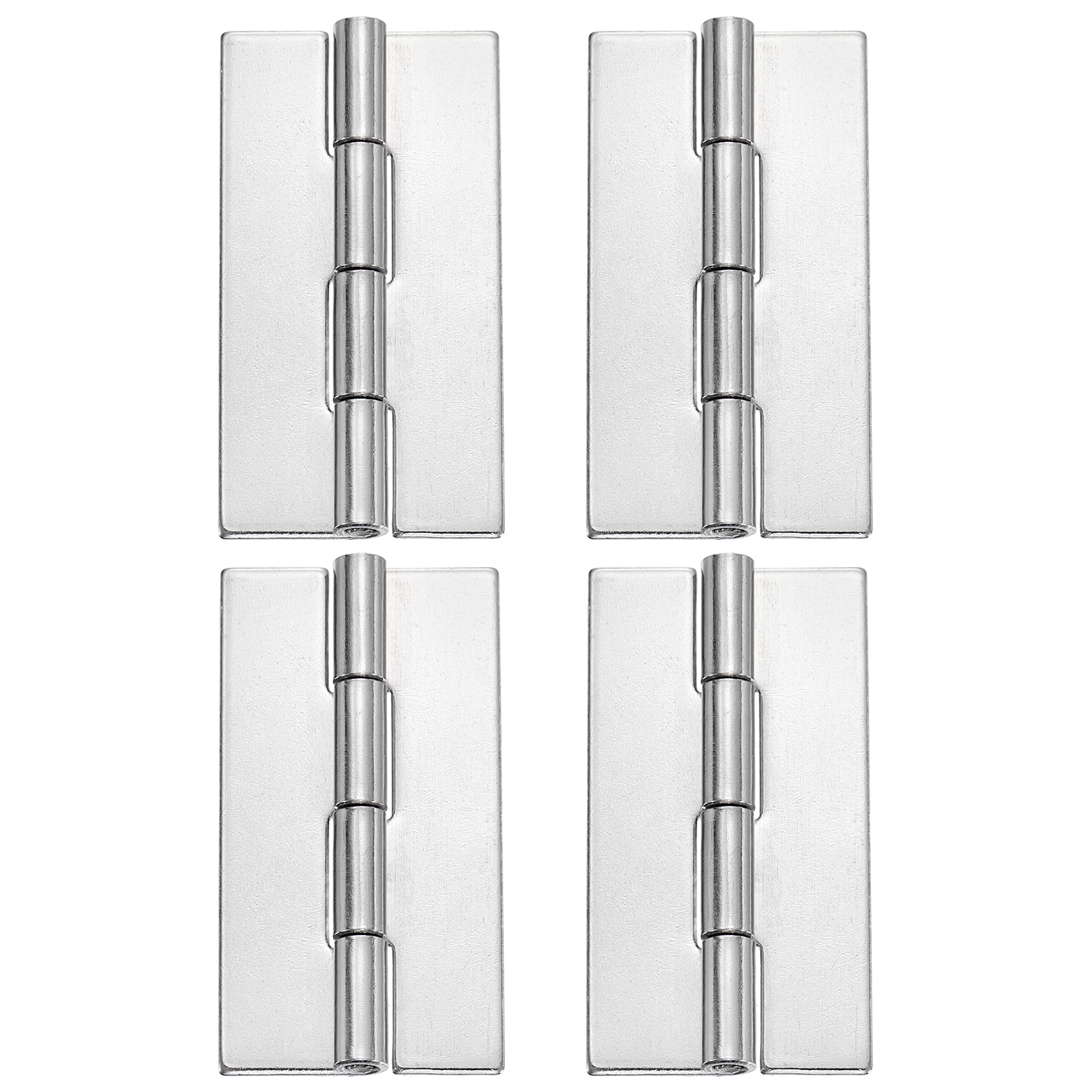 sourcing map 4 Pack Heavy Duty Weldable Hinges, 2.5" x 1.26" x 0.06" Weld on Butt Hinge 304 Stainless Steel Folding Metal Gate Hinges for Trailer Doors, Silver