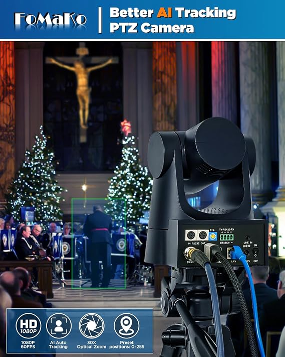 FoMaKo PTZ Camera HDMI 30x Optical Zoom HDMI PTZ Camera (2pcs),KC602 Video Mixer Switcher+ KC608 Pro PTZ Controller, for Church, Medical LiveStreaming Including Surgery Demo (BH302 + KC602)