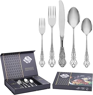 40 Piece Gorgeous Retro Royal Silverware Set for 8, Premium Stainless St...
