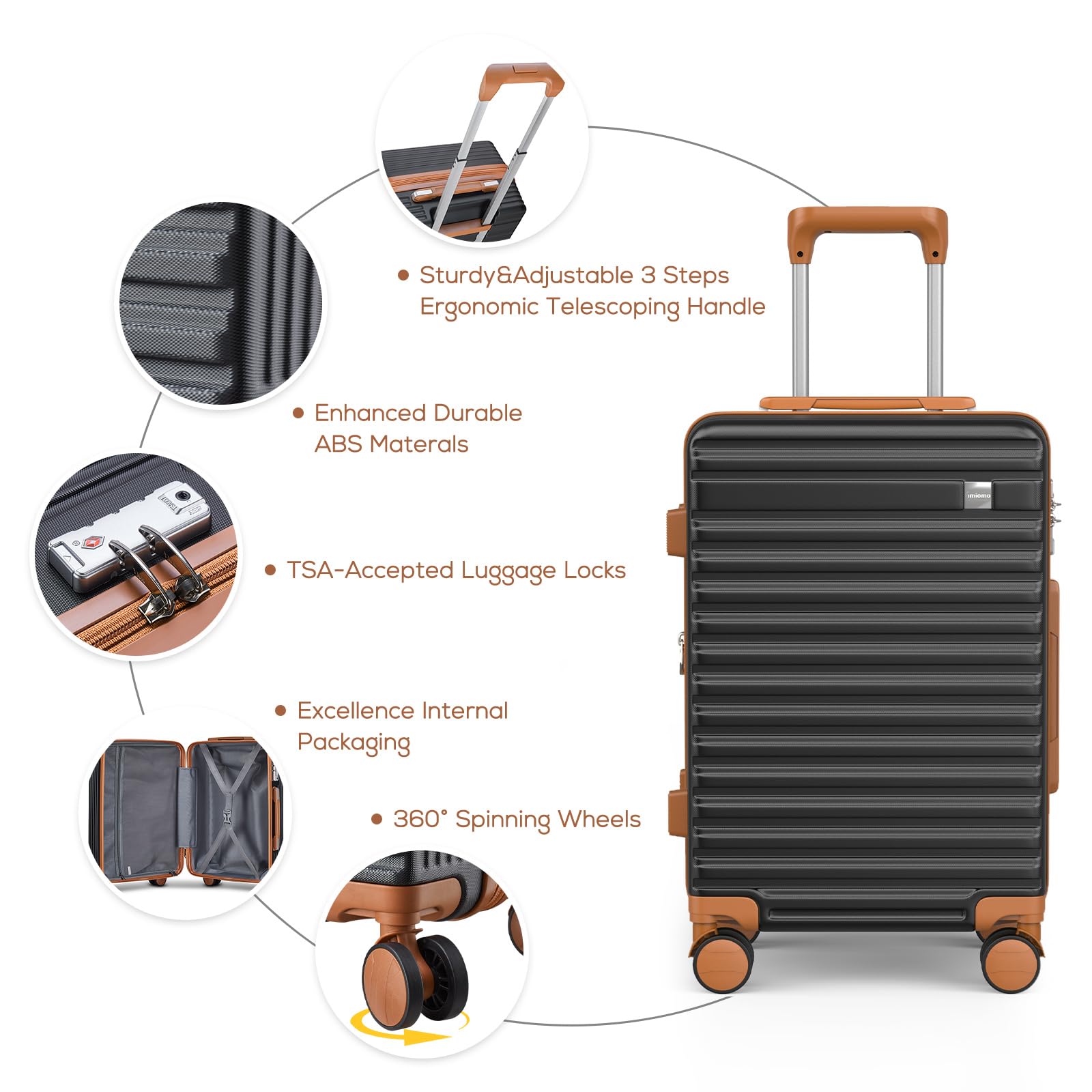 Joyway Valigia Bagaglio a Mano, Piccolo Bagaglio con Blocco a Combinazione TSA e Quattro Ruote Rotanti, Leggero Bagaglio a Guscio Duro con Borsa a Mano e Borsa Cosmetica