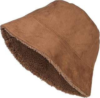 Gorro de Pescador Reversible Unisex en Look Ante/Peluche, cálido Gorro Reversible 2 en 1, Gorro Cubo otoño Invierno 04025037
