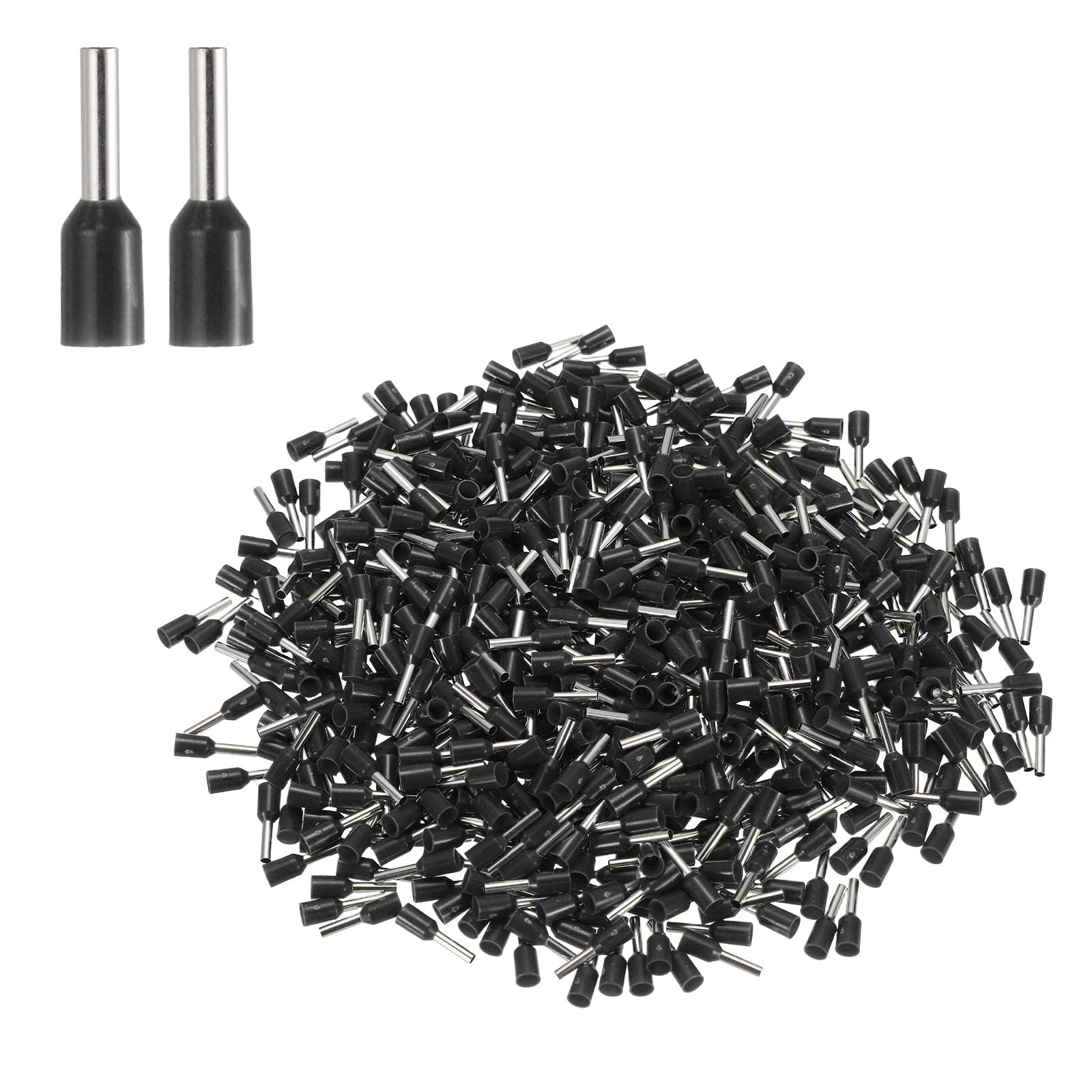 sourcing map 1000Pcs AWG16 Wire Ferrules Crimp Terminal, VE 15-08 Copper Insulated Ferrule Crimping Connectors Kit for Stranded Wire, Electric Power Industrial Control System(Black)
