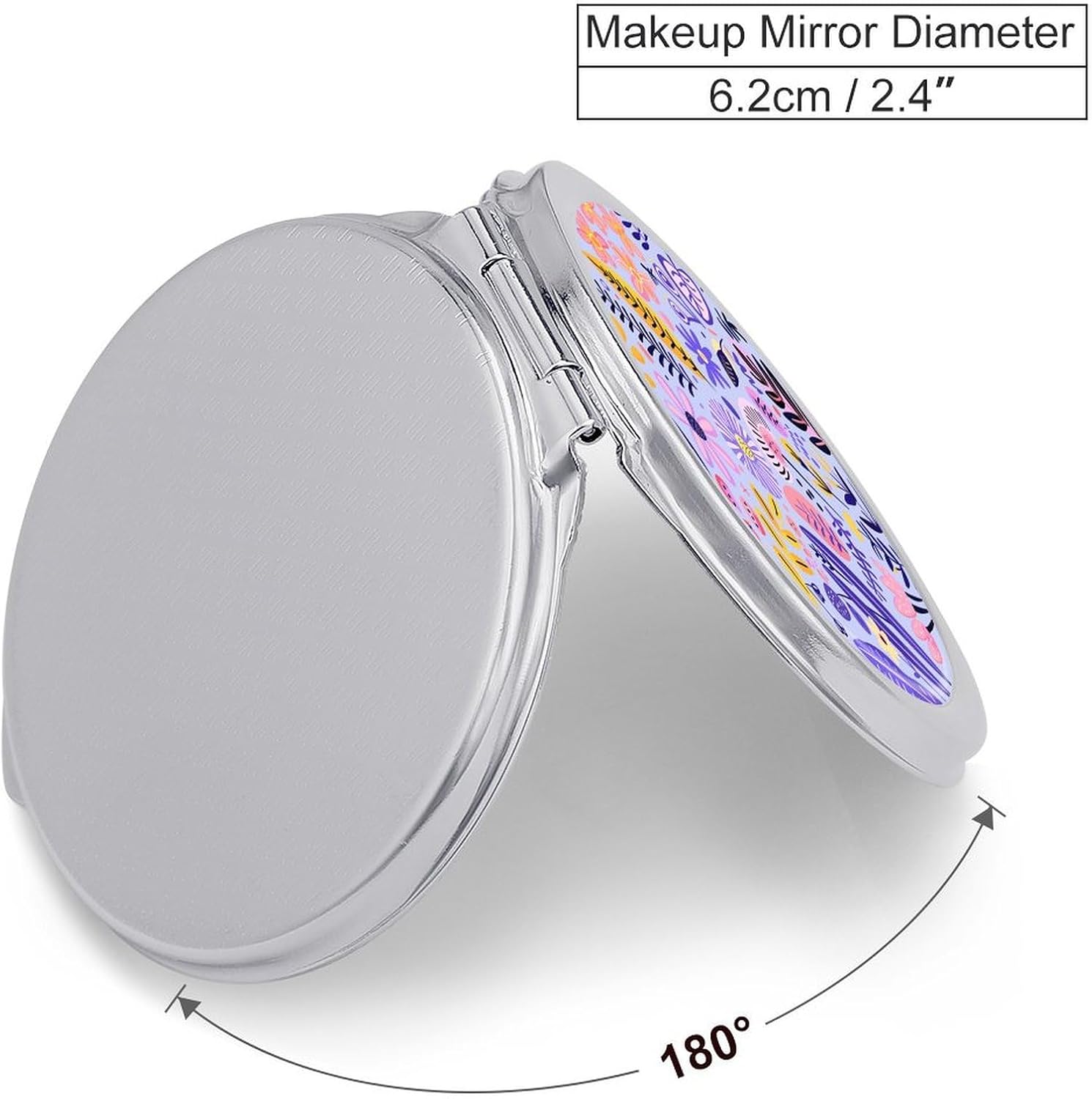 Soft Purple Pattern Portable Makeup Mirror, Sided Travel Hand Mirror Mini Folding Mirror for Precise Makeup Women Daily Use
