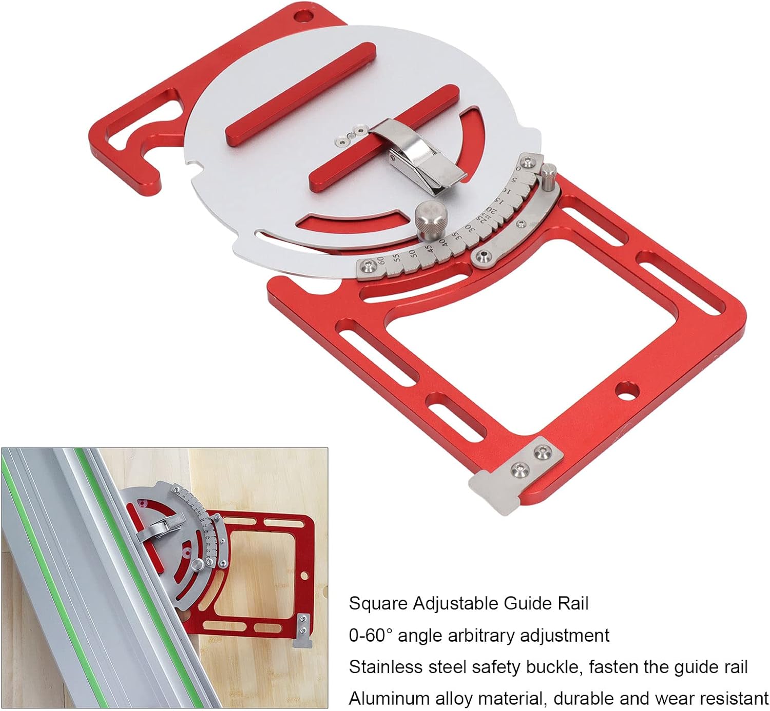 Track Saw Square, Stainless Steel Adjustable Electric Saw Track Rail Circular Saw Accessories for Precision Miter Cutting Parallel Guides System Woodworking