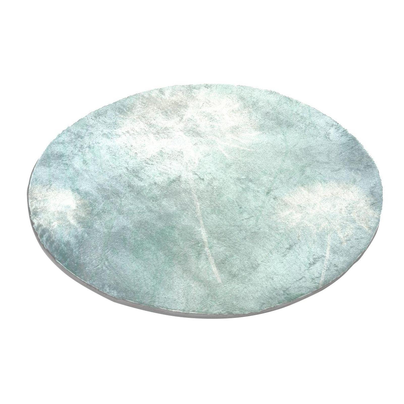Arthouse Tapis rond doux lavable Motif pissenlit Bleu canard