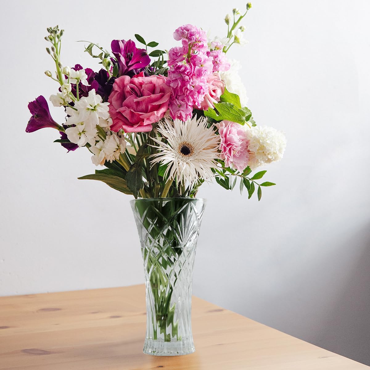 CS Crystal Vase 12-inch high, Rhombus Design, for Flowers & Decor. Lovely Nice Shiny Piece. Perfect as a Gift, Suitable for All Occasions. - Image 7