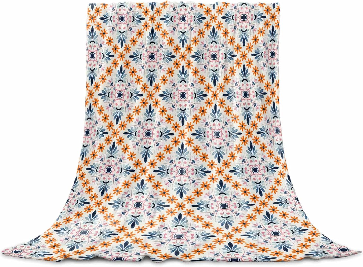 Modern Abstract Floral Throw Blankets, Soft Flannel Fleece