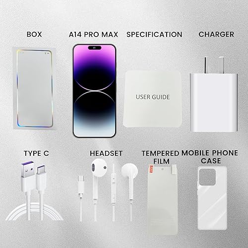 Miniatura 6 de A14pro Max teléfono desbloqueado, 6+256GB Android 13.0 Smartphone, pantalla HD de 6.82 pulgadas, doble SIM, doble modo de espera, batería de 6000