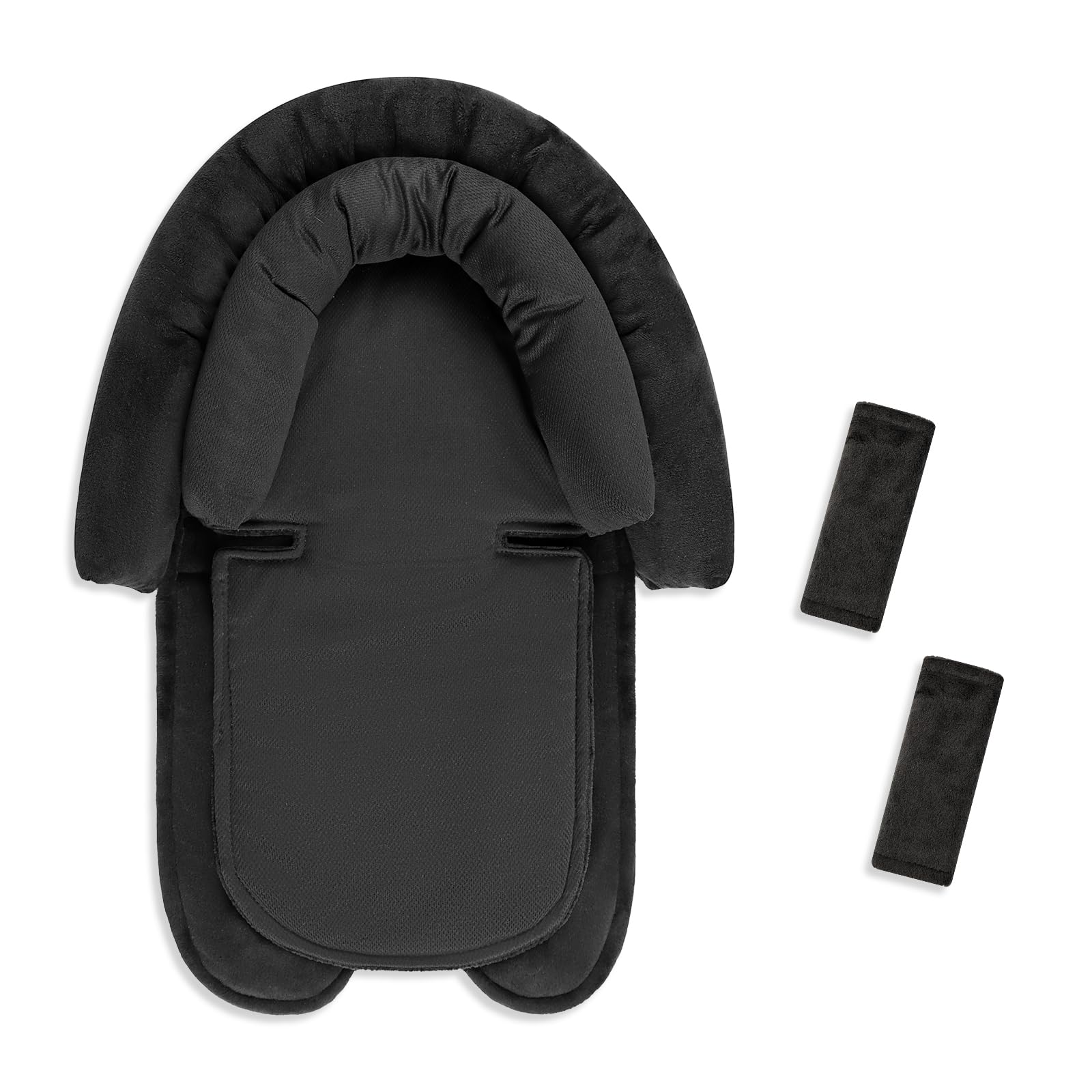 Hooyax Infant Car Seat Insert & Strap Covers, Car Seat Head Support for Baby Girls, 2 in 1 Breathable Air Mesh Car Seat Insert for Newborns, Double-Sided Reversible, for Infants Aged 0-12 (Black)