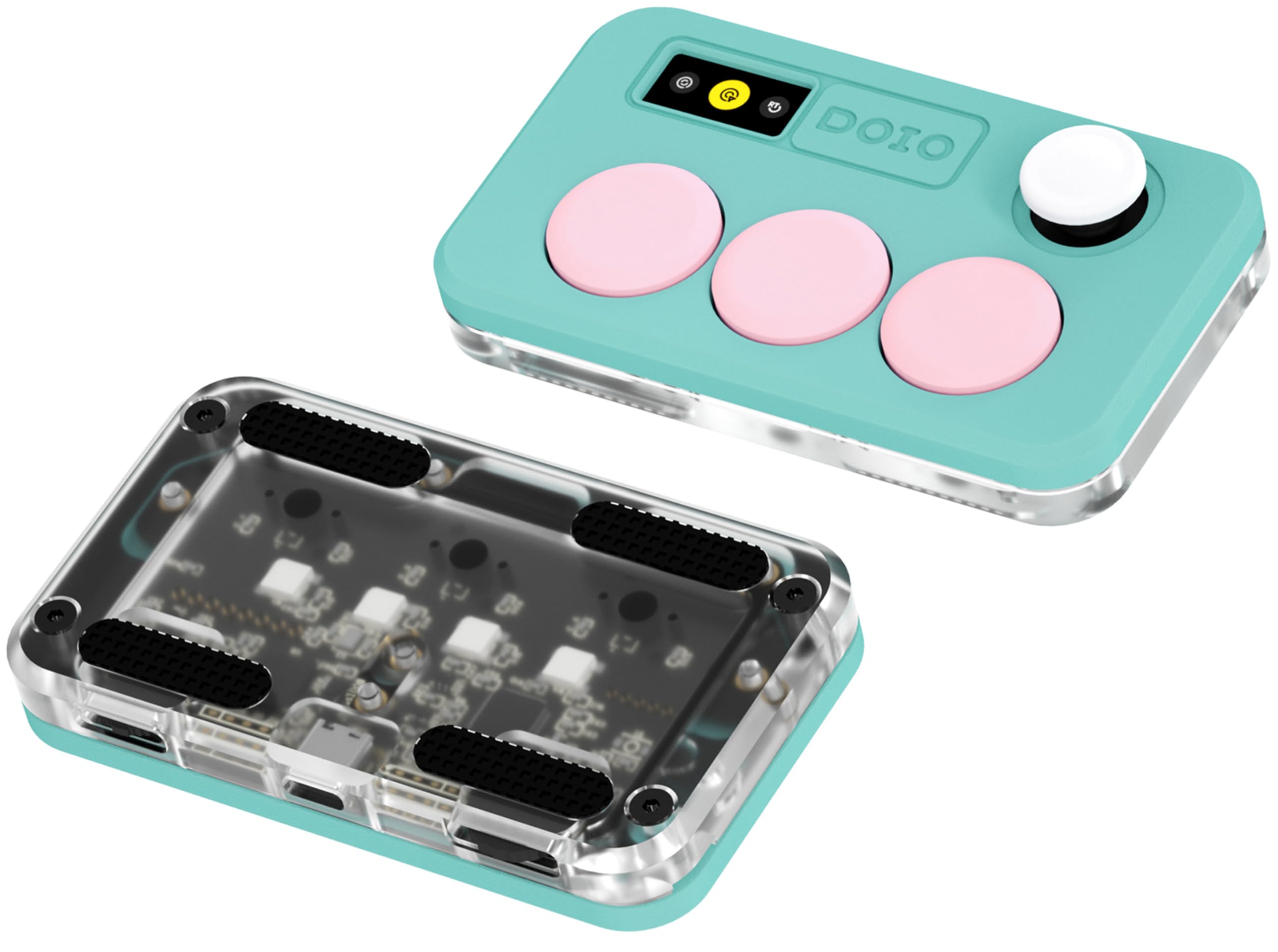 keebmonkey sayo o3c osu rapid trigger hall effect keyboard with joystick and screen, cnc aluminum rgb one handed macro pad for rhythm games,usb-c custom programmable keypad (mint(3 key))