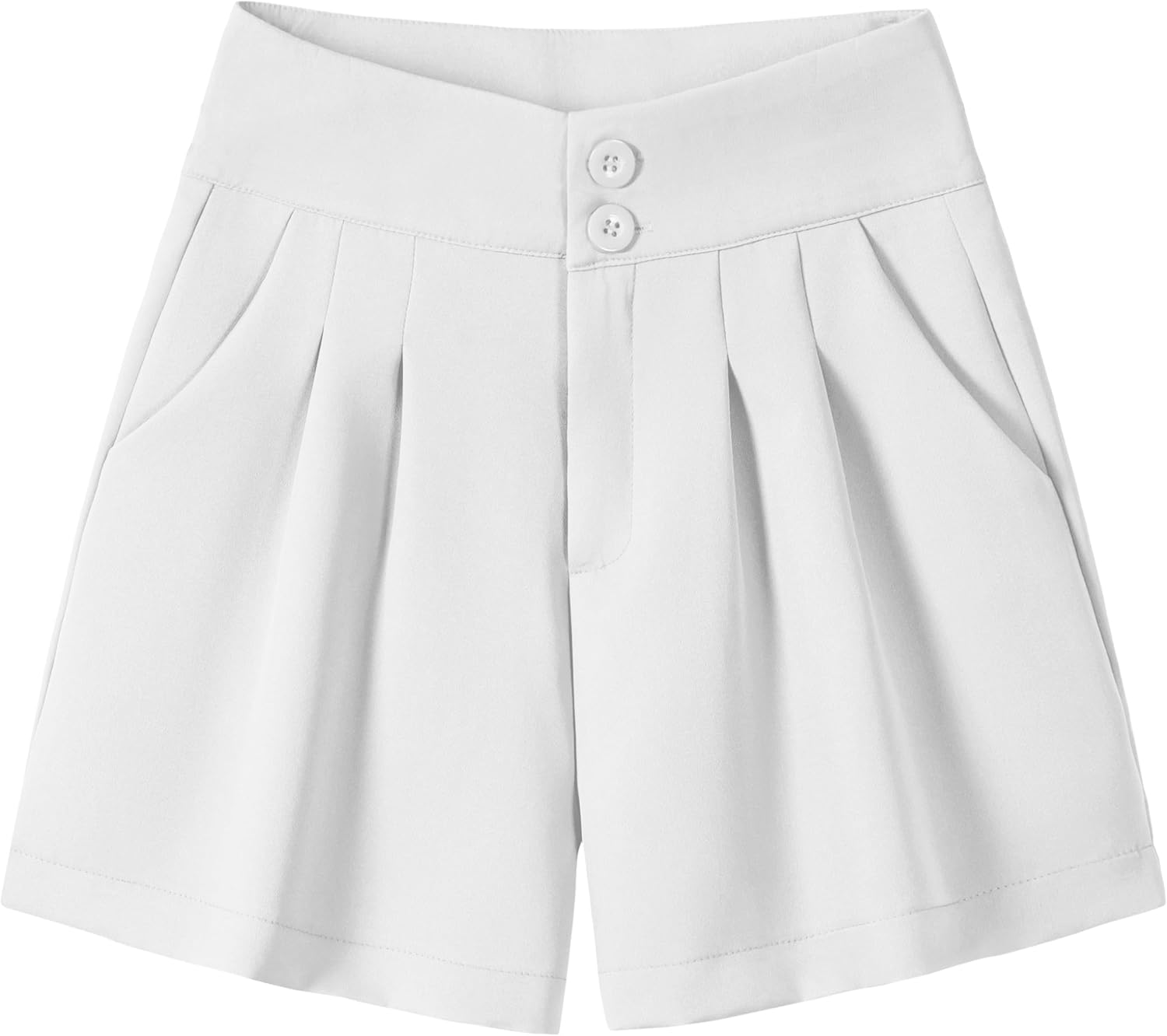 XinYangNi Women's Casual High Waisted Wide Leg Bermuda Shorts Summer Pleated Dressy Shorts with Pockets