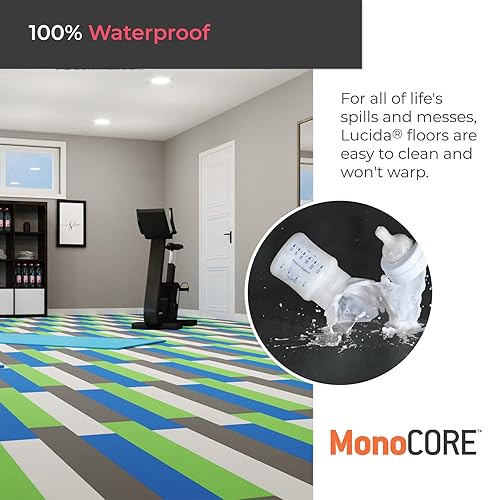 Miniatura 6 de Lucida Surfaces Azulejos de vinilo de lujo  Pisos entrelazados para instalación de bricolaje  Tablones de aspecto de color sólido  Matcha  MonoCore