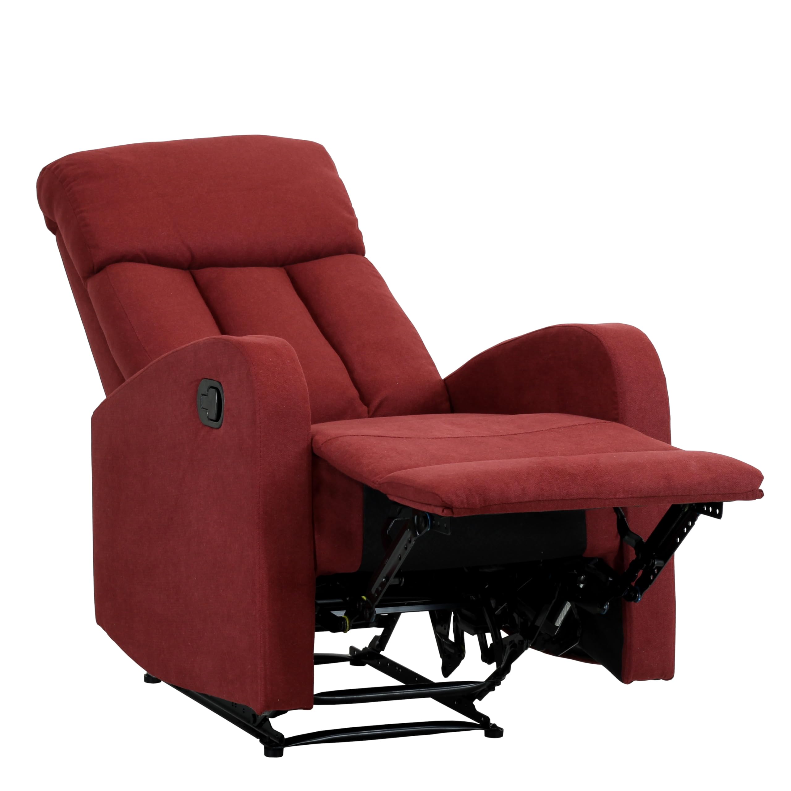 Totò Piccinni Poltrona LEON Relax Reclinabile con leva Manuale con Poggiapiedi Imbottita Confortevole (Tessuto Bordeaux)