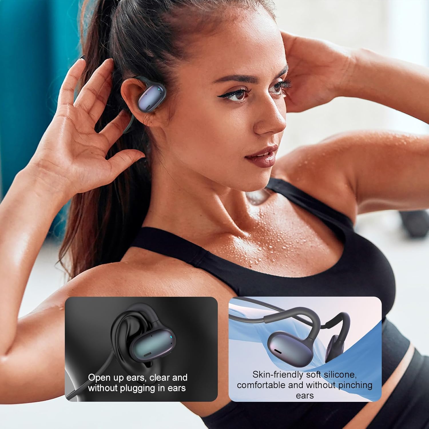 Ulian Open Ear Sports Headphones, Air Conduction Bluetooth 5.3 Wireless Headset with Deep Bass, Noise Canceling and Comfort Wearing, IPX6 Waterproof Sports Earbuds for Gym, Workout, Running, Cycling - Image 7