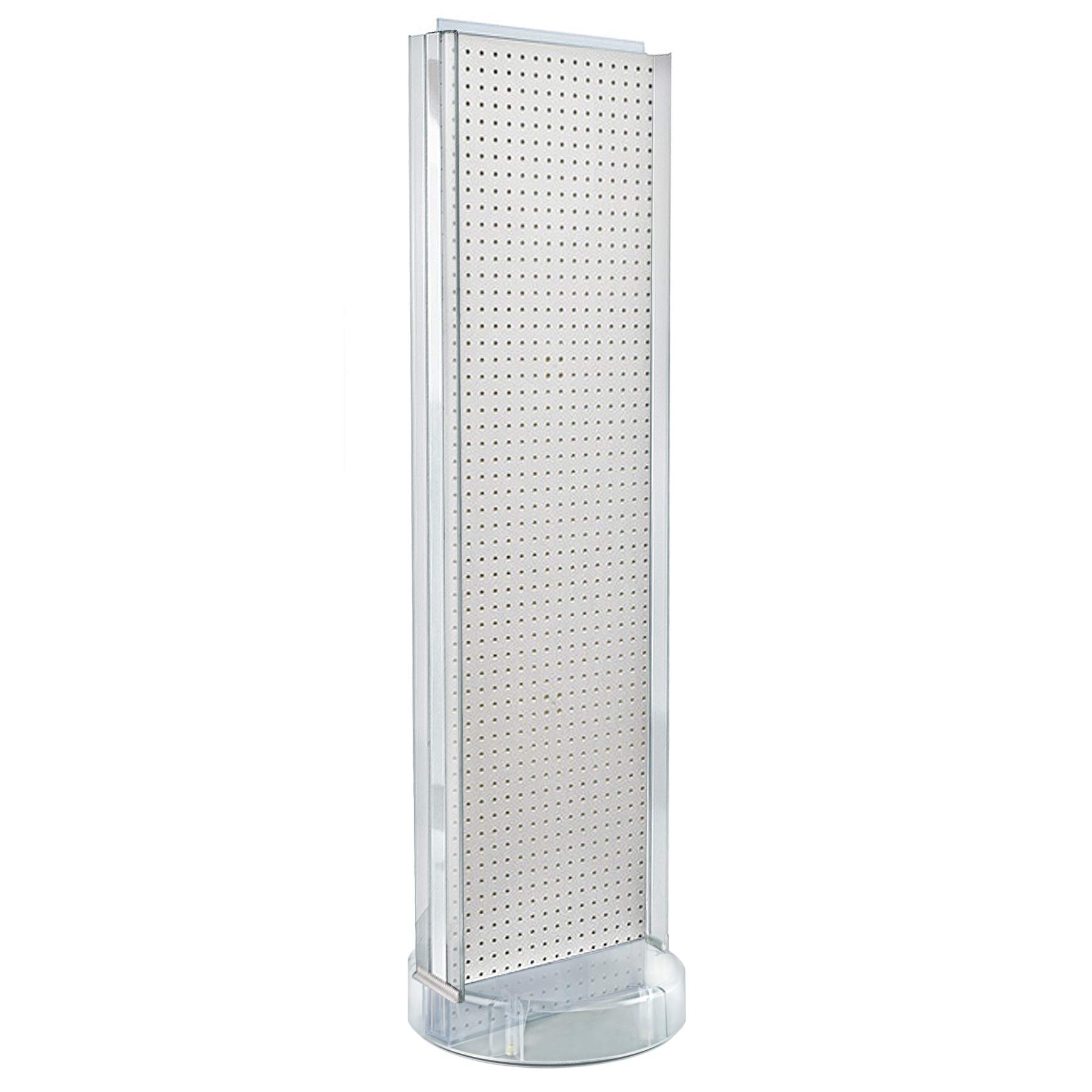 Azar Displays 700788-WHT TWO-SIDED PEGBOARD FLOOR DISPLAY W/C-CHANNEL SIDES ON REVOLVING ROUND STUDIO BASE. PANEL SIZE: 16"W X 60"H