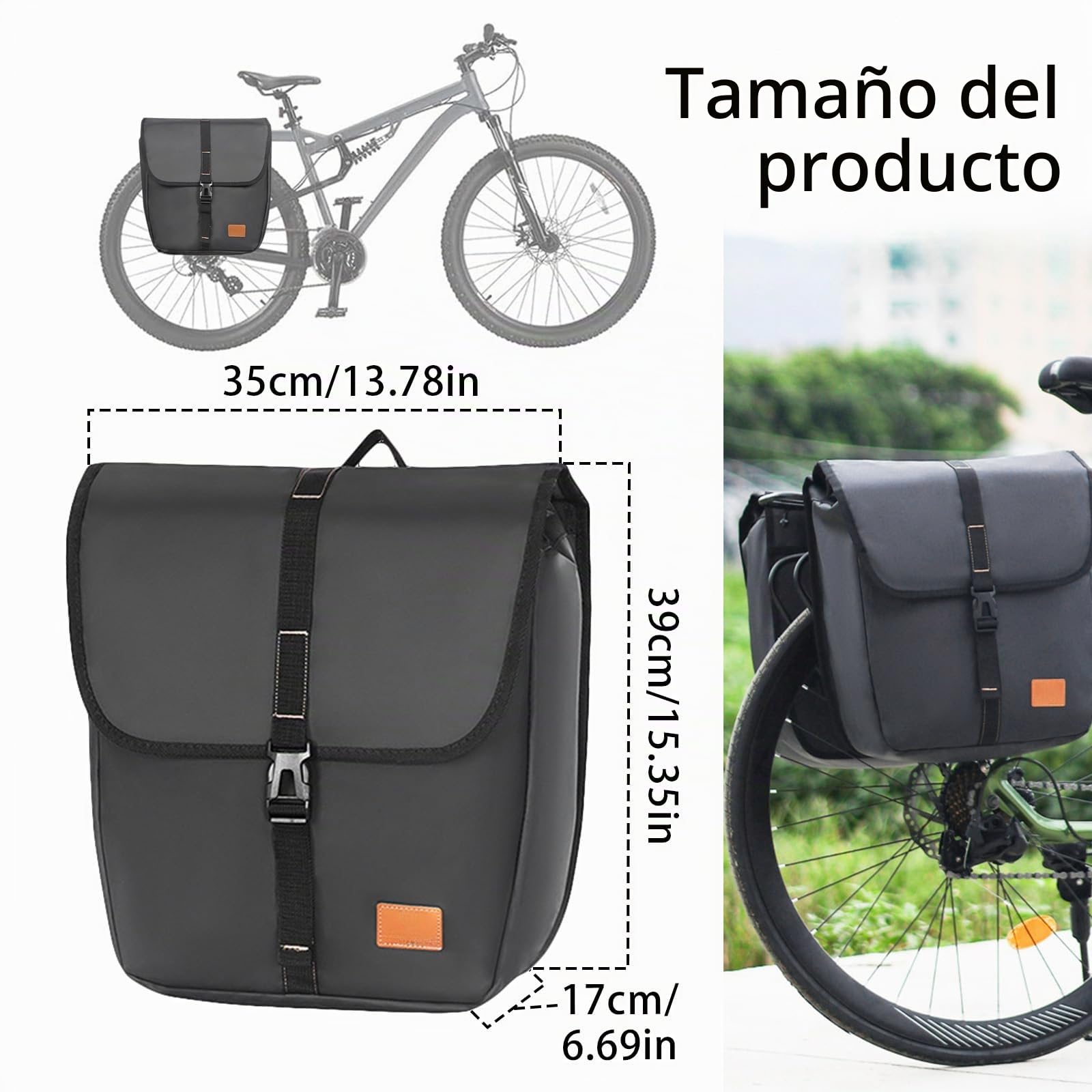 Paquete de 2 Bolsa Bicicleta Cuadro, Alforjas Impermeables, 2X20L Bolsas de Bicicleta, Bolsa de Almacenamiento de Equipaje con Solapa de Gran Capacidad para Carretera Ciclismo Montaña Viajar