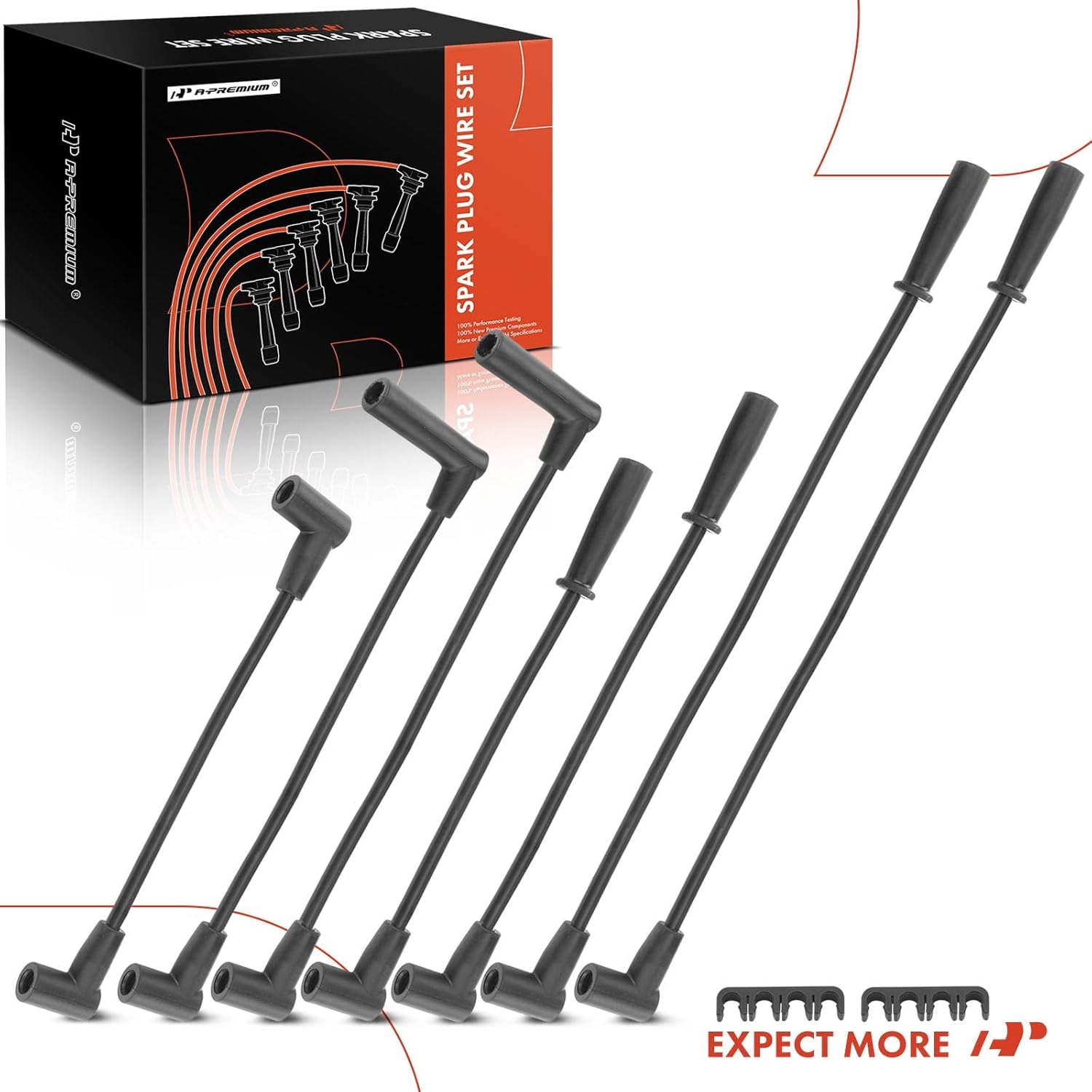 A-Premium Ignition Spark Plug Wires Set of 7 Compatible with Jeep Grand Cherokee 1993-1998, Wrangler 1991-1995 1997-1999, Cherokee 1991-1999, Comanche TJ 1991-1992, L6 4.0L