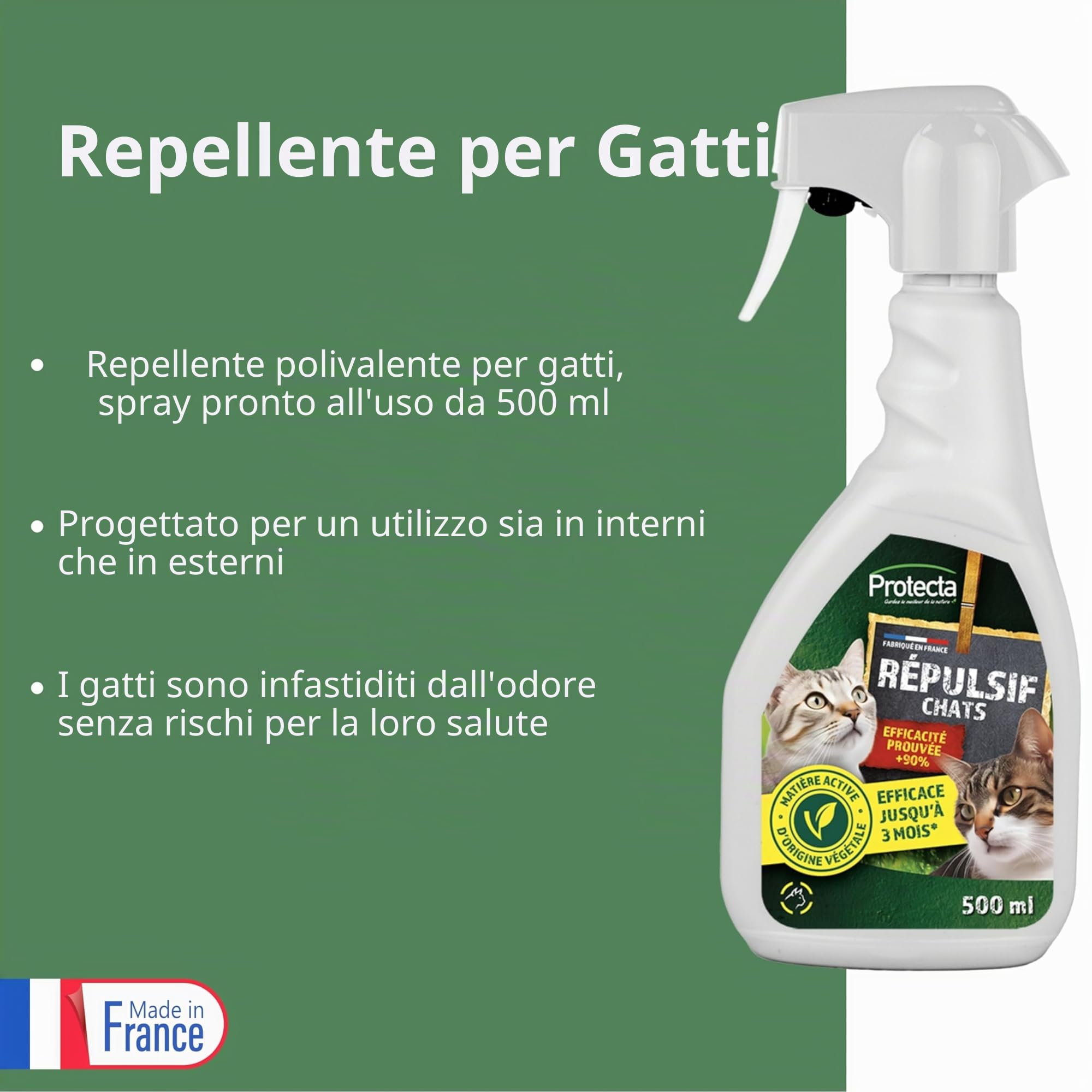 Repellente per gatti interni ed esterni, spray anti-graffio e marcatura urinaria, 500 ml, protezione efficace per mobili e giardini