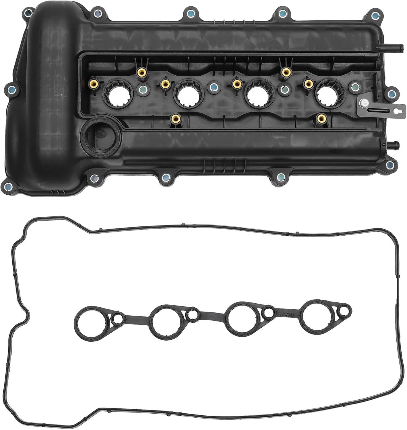 Engine Valve Cover No.224102B000/224102B100 Front Valve Rocker Cover for Kia Soul 2010-2011 Plastic Black with Gasket Spark Plug Tube Seal