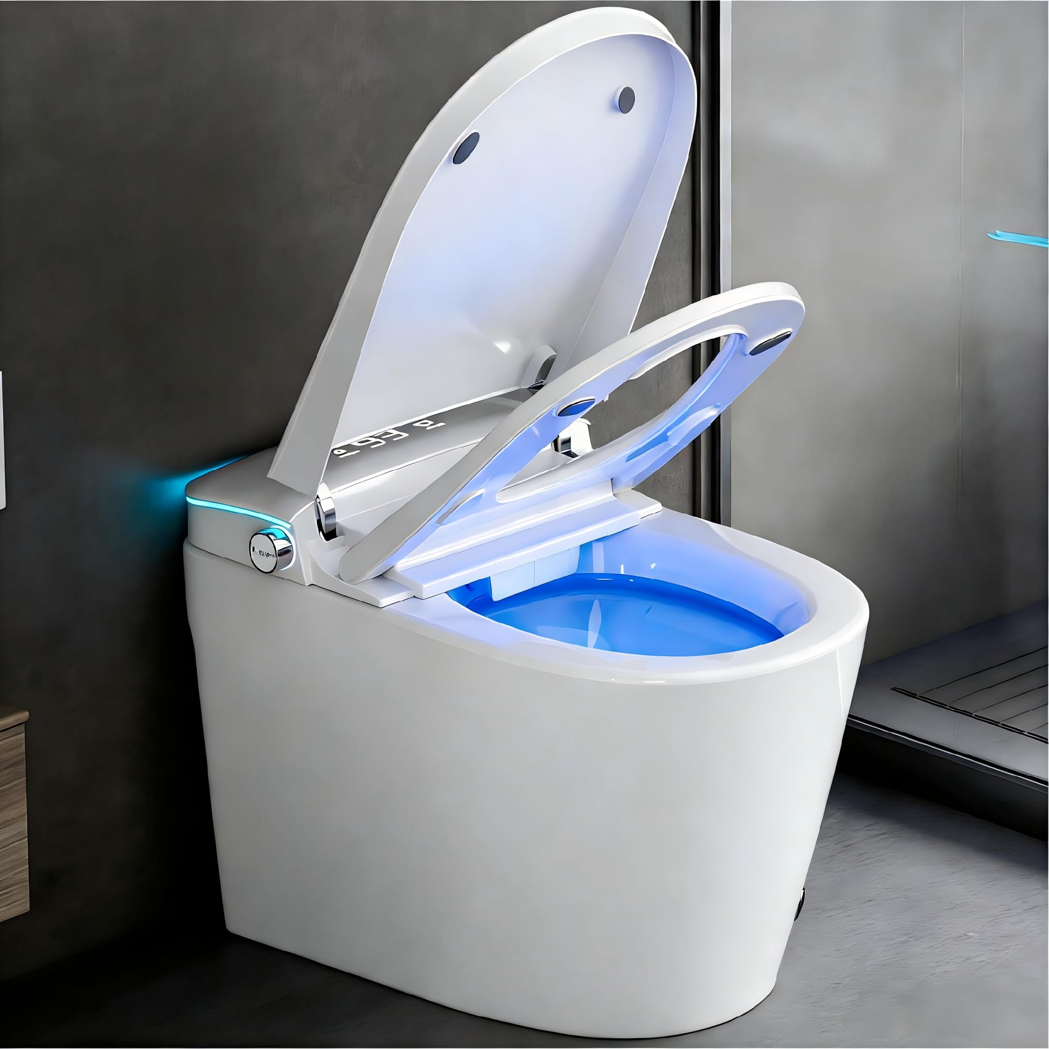 Smart Toilet with Bidet Built in Bidet Toilet with Heated Seat and Night Light One Piece Toilet for