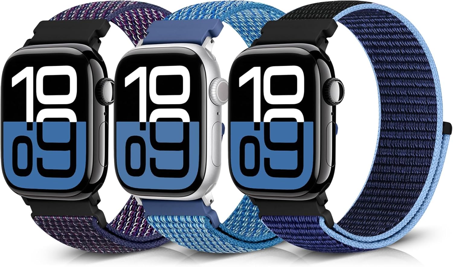 Product image of Nylon Sport Bands Compatible with Apple Watch Band 49mm 45mm 46mm 44mm 42mm 41mm 40mm 38mm Women Men, Adjustable Solo Loop Bands for iWatch Series 11 10 9 8 7 6 5 4 3 SE Ultra 2 1, 3 Pack