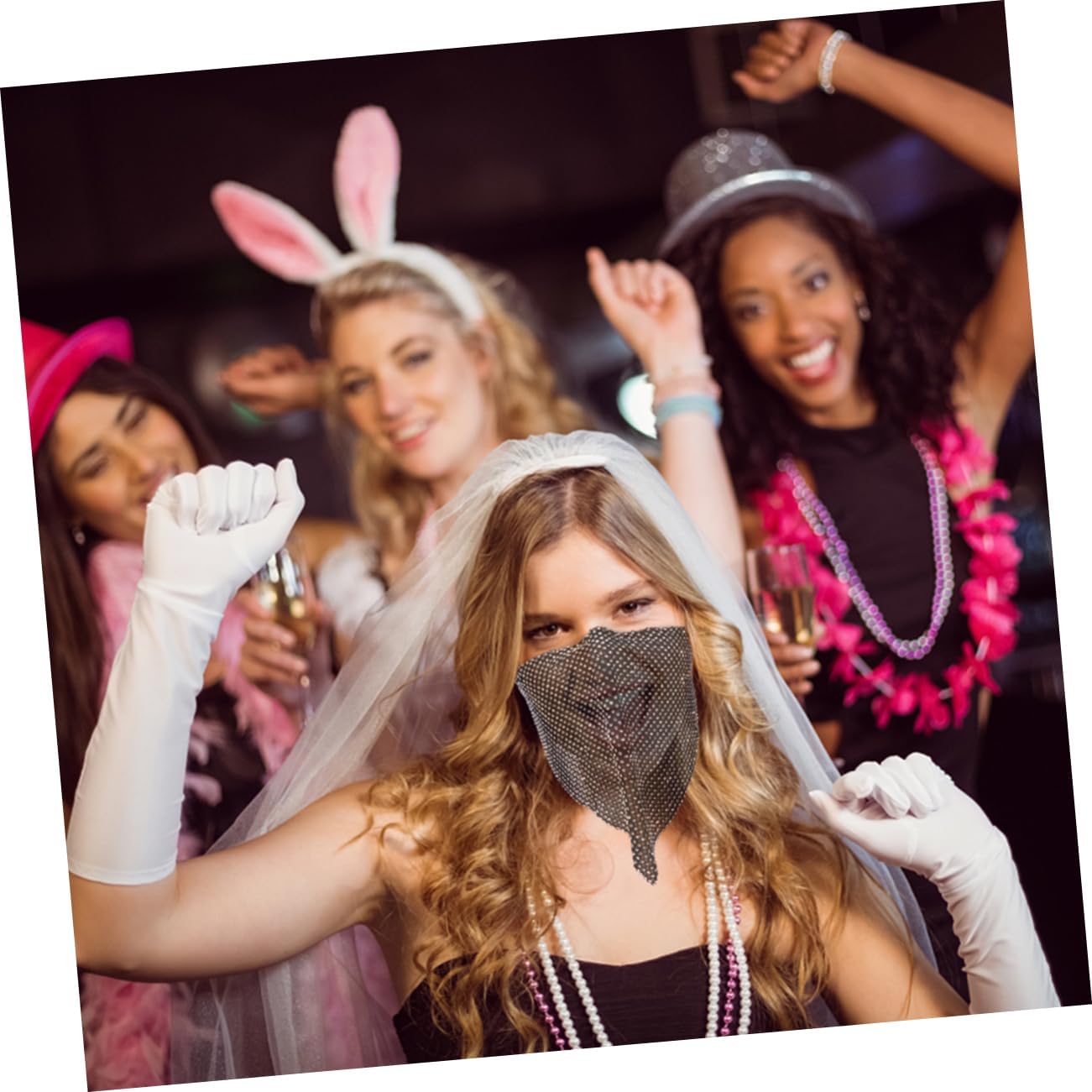 LIFKOME Diamond Half Face Mask Party Mask Performance Paper Dance Halloween Cosplay