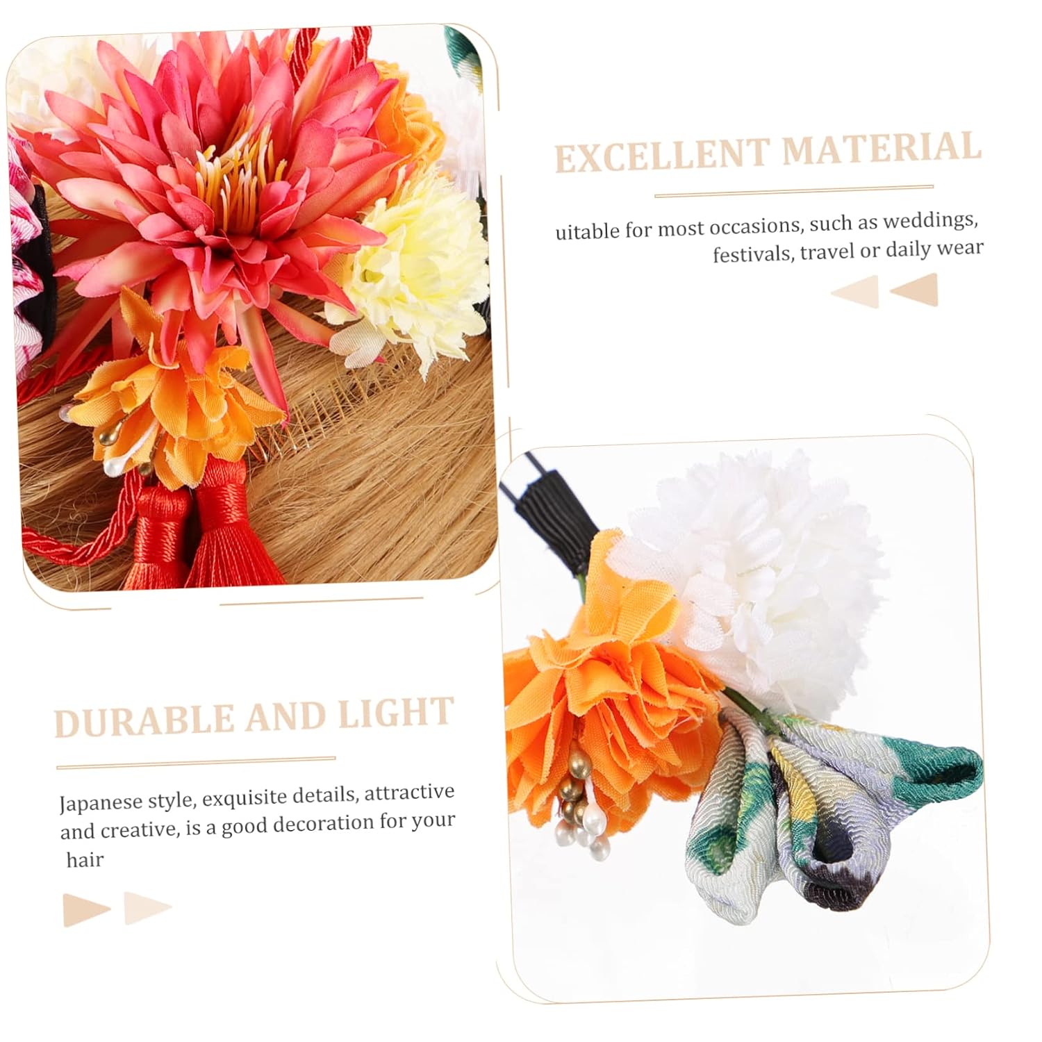 2pcs Japanese Style Flower Hair Combs Tassels Elegant Bridal Accessories for Weddings and Special Occasions Delicate Floral Design for Women Hairstyles