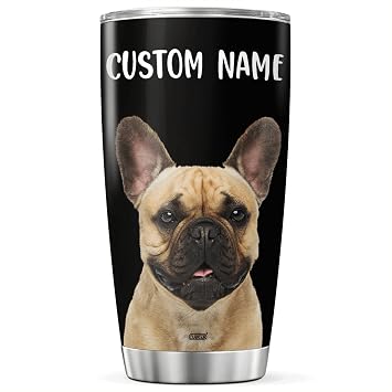 CUBICER Personalized Coffee Tumbler French Bulldog Travel Mug Insulated Cup With Lid Customized Name Christmas Gifts For Women Men Teen Adults Stainless Steel Tumblers On Birthday