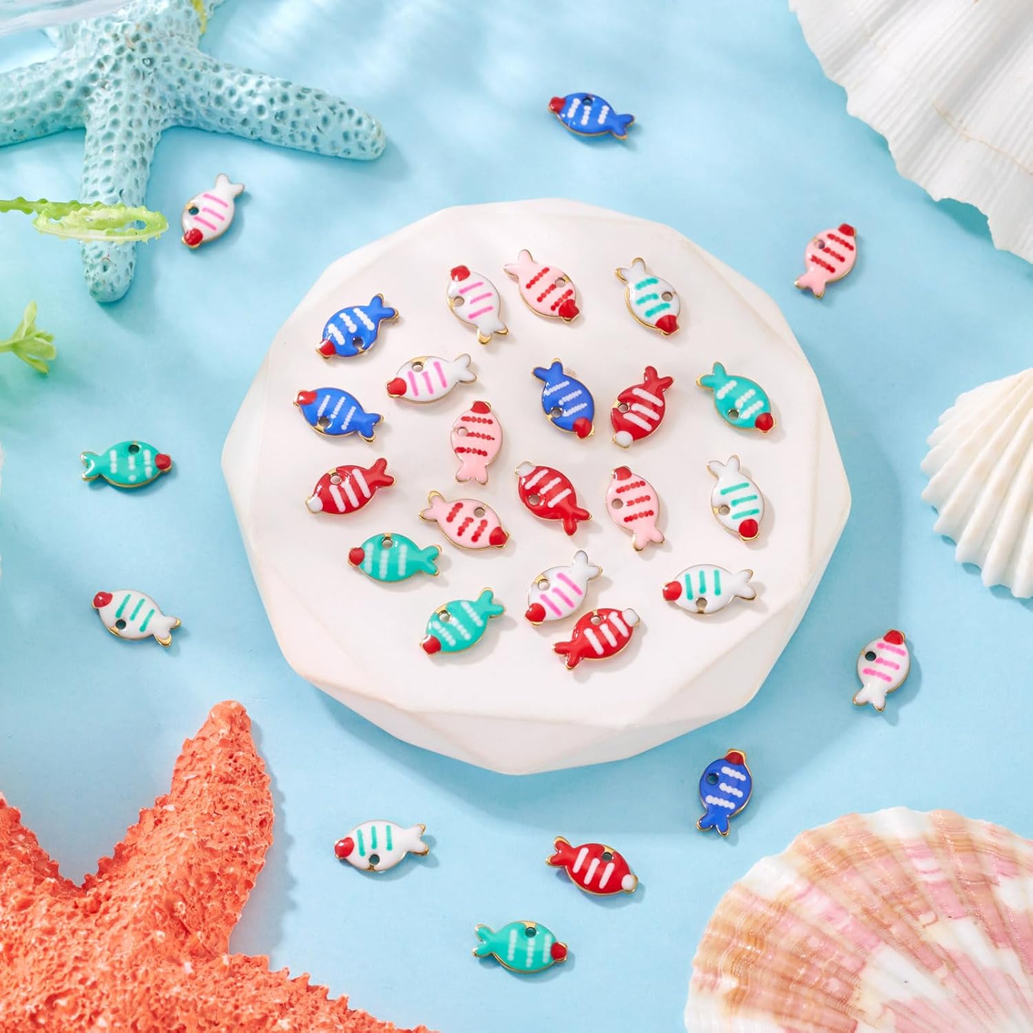 Craftdady 30Pcs Enamel Fish Charms Golden Ocean Fish Charm Colorful Stainless Steel Marine Life Sea Animals Charms for DIY Necklace Earrings Bracelets Crafts Jewelry Making, 6 Colors - Image 7