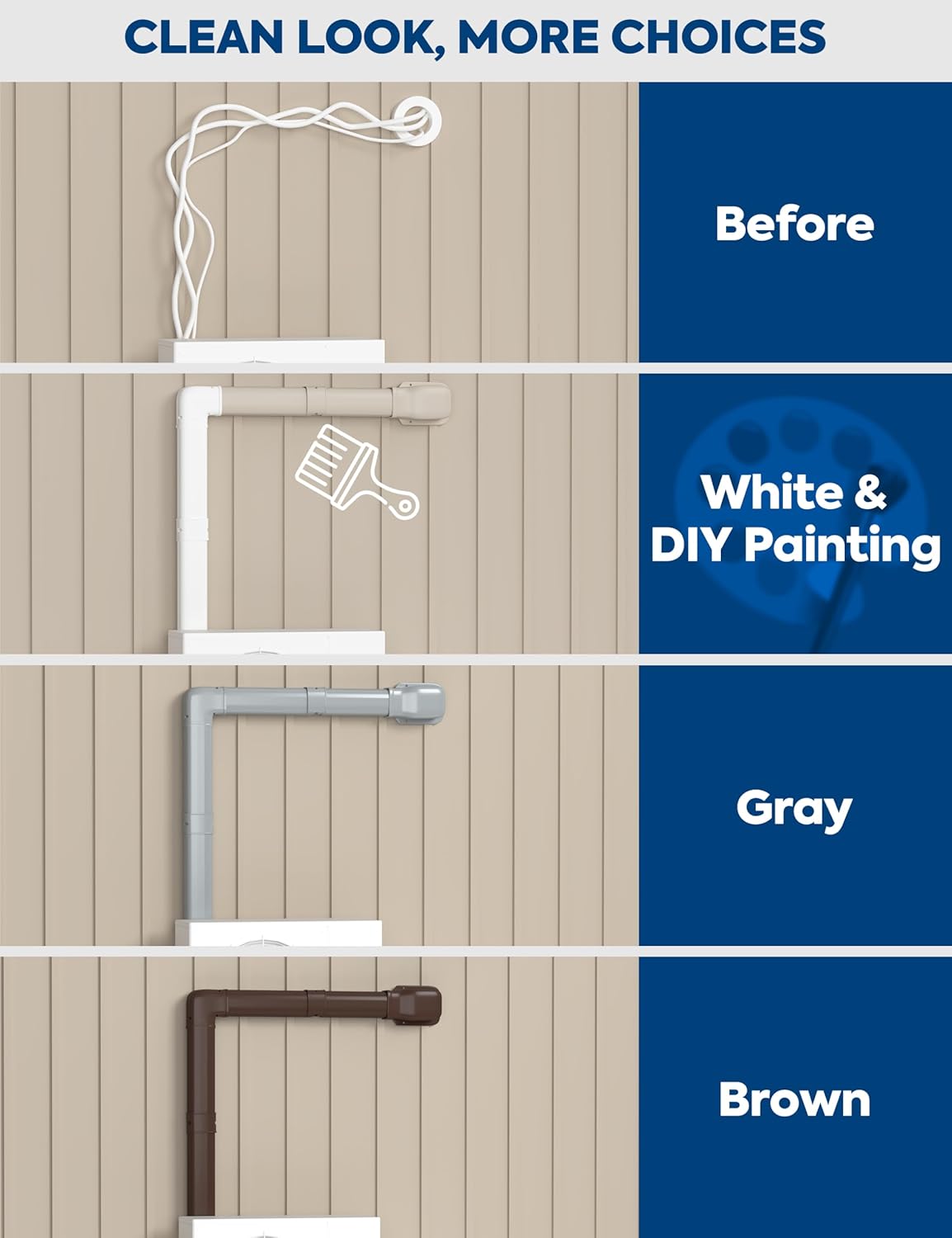 Mini Split Line Set Cover: 3" 17Ft Line Set Cover Kit for Minisplit with Flexible Duct, Decorative Lineset Hide Cover Kit for Air Conditioner, HVAC, Heat Pumps, Central AC Pipe, Brown