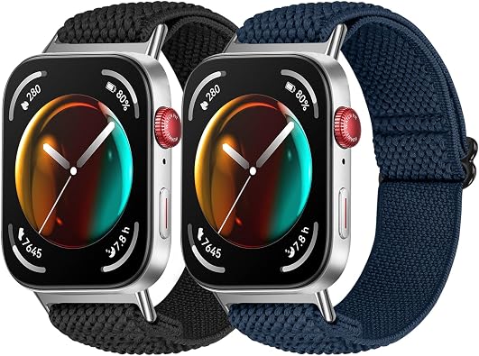 2 Pack Elastic Nylon Bands Compatible with Huawei Watch Fit 5/Fit 4/Fit 3, Adjustable Sport Band for Huawei Watch Fit 5 Pro/4 Pro Woman Man