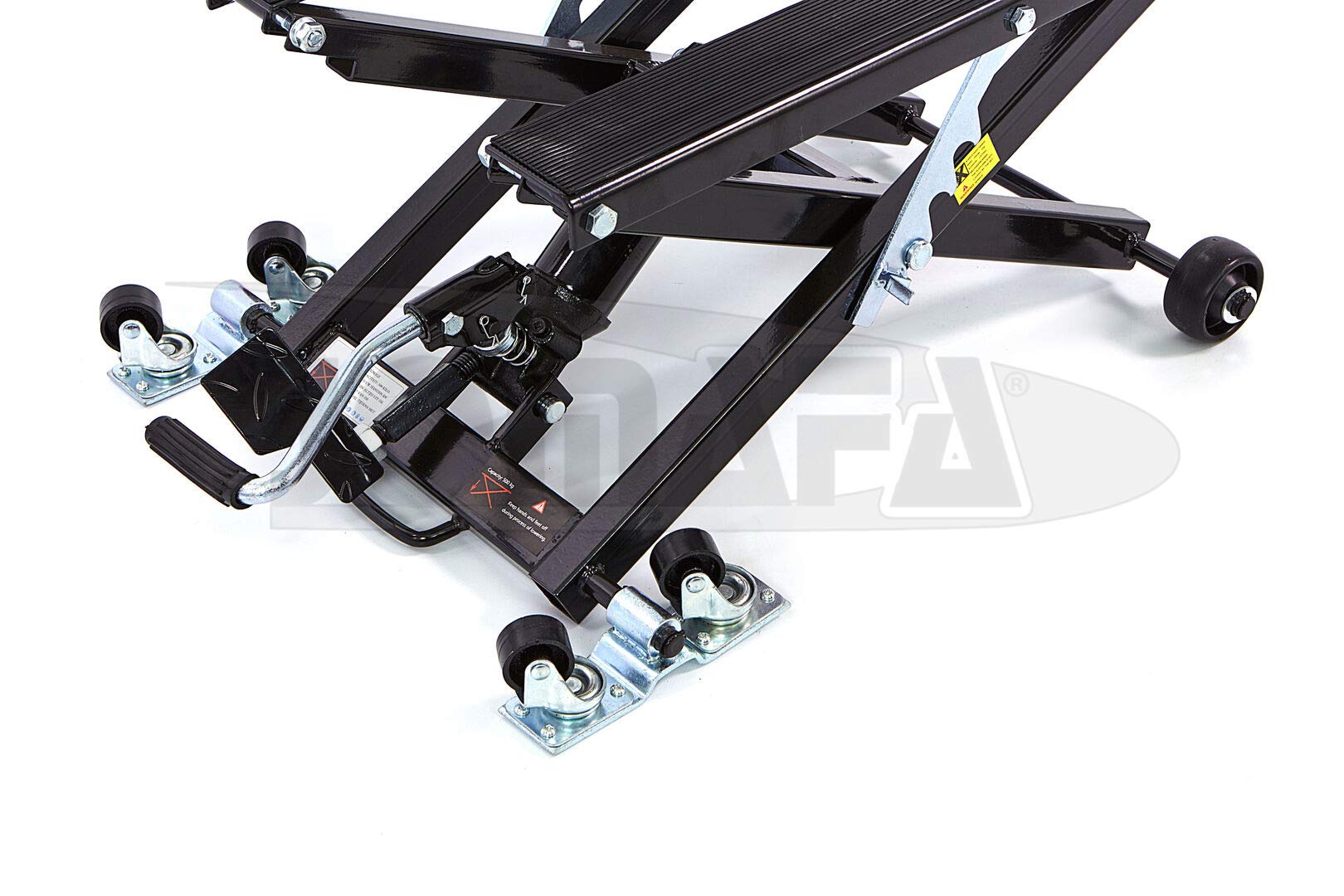 ELEVADOR Y PLATAFORMA DE MOTOS Y QUADS 500KG HIDRAULICO NEGRO