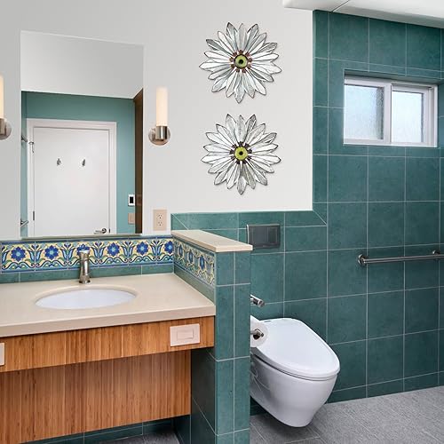 Miniatura 3 de YEAHOME Arte de pared de metal de granja bohemia, juego de 2 piezas de 28 cm de decoración de pared galvanizada para dormitorio y exterior