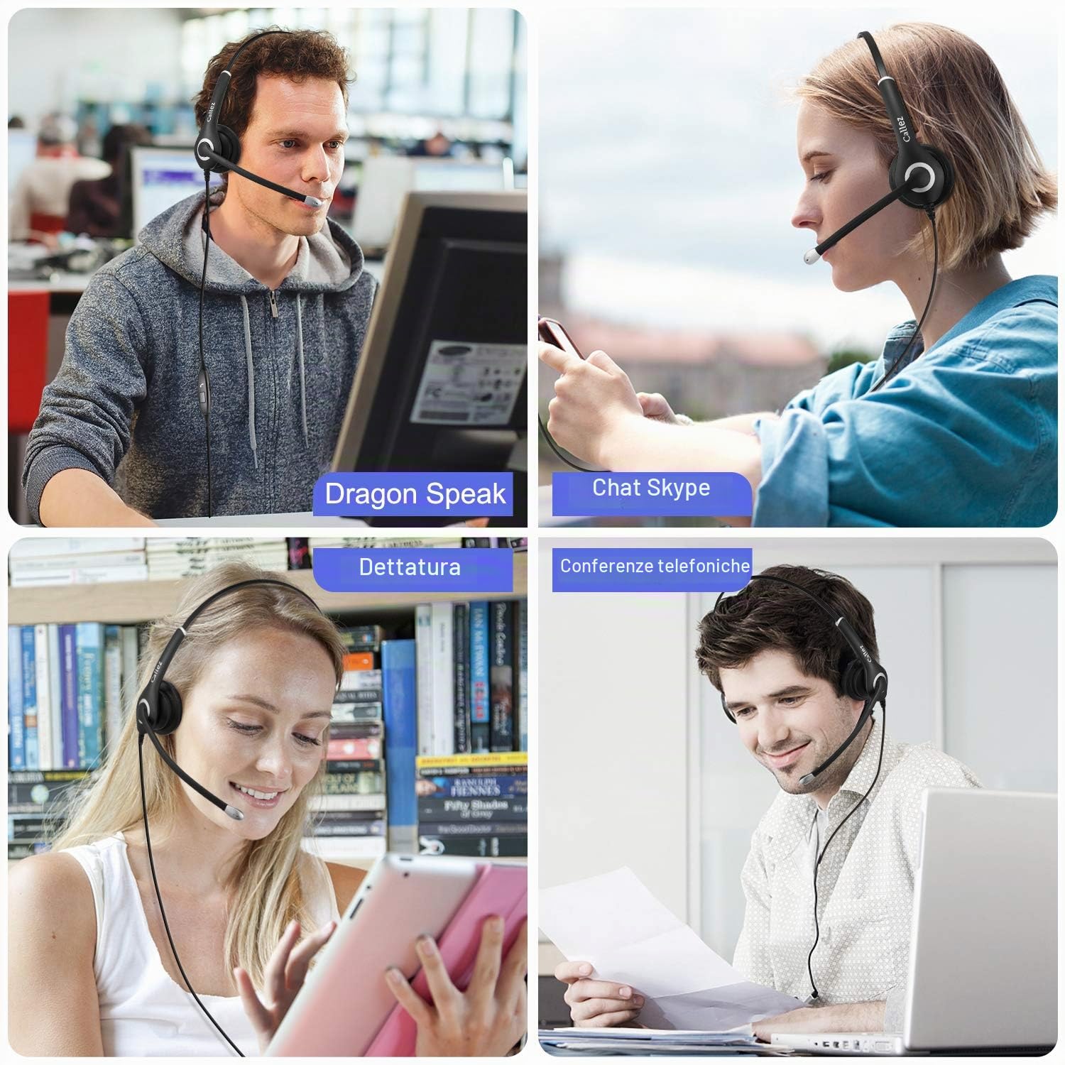 Cuffie PC 3,5mm, Cuffie Telefono Cellulare USB C con Microfono Cancellazione del Rumore, Auricolare per Computer iPad, Ufficio Business, Skype, Videoconferenza, Call Center, Chat Chiare, Ultra Comfort