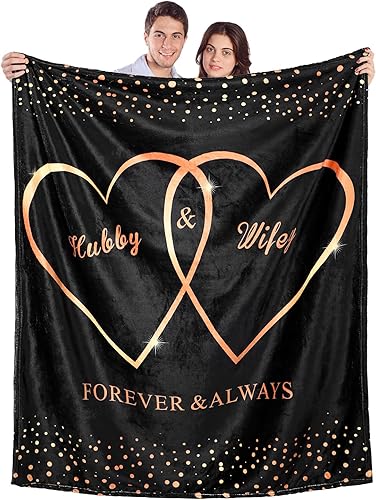 Ganeen Manta de 60 x 50 pulgadas, regalos de boda, regalos de compromiso para parejas, regalos de aniversario de boda para recién casados, día de