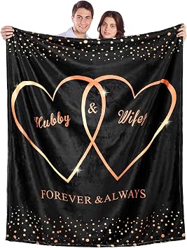 Ganeen Couple Blanket Mr and Mrs Intimacy Anniversary Blanket, Black