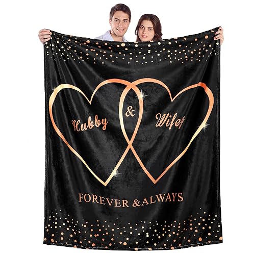 Ganeen Couple Blanket Mr and Mrs Intimacy Anniversary Blanket, Black