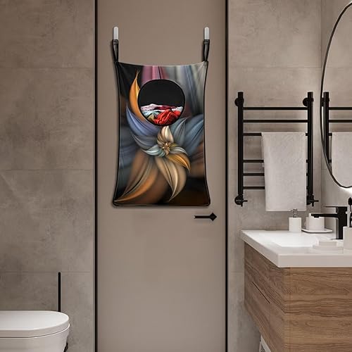 Miniatura 5 de Cestos de lavandería de flores marrones para colgar sobre la puerta, cestas plegables para lavandería, lavables, duraderas, bolsas de lavandería