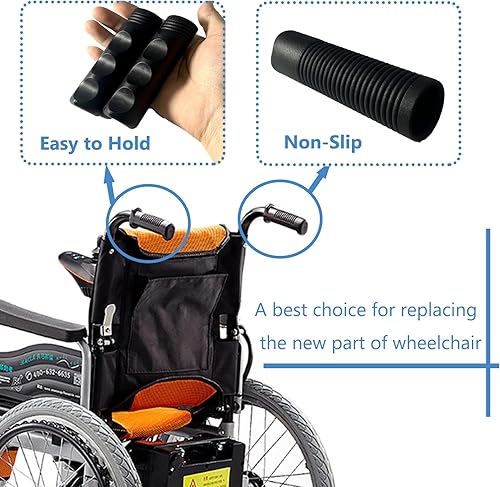 Miniatura 4 de Reemplazo de empuñaduras para silla de ruedas, diámetro interior de 78 pulgadas, juego de 2 (negro)