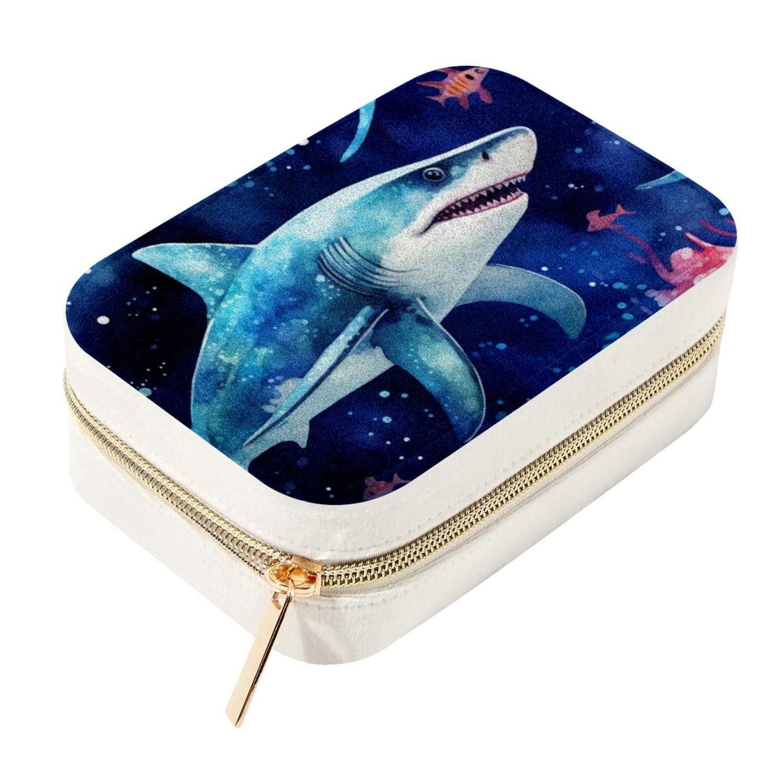 Boîte à bijoux requin étoilé pour un rangement élégant en voyage