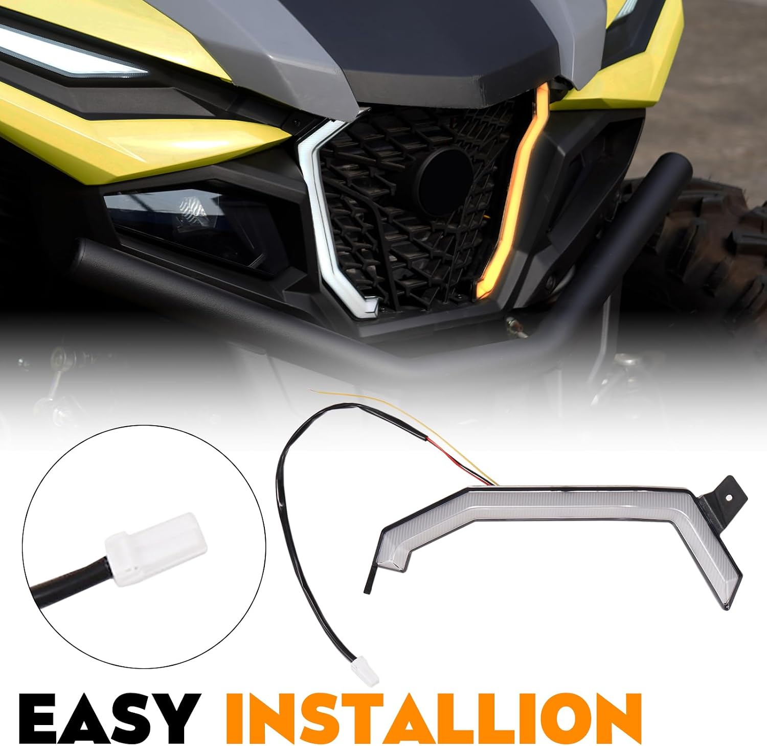 A & UTV PRO Front Fang Accent Lights for Yamaha Wolverine RMAX 2 RMAX 4 1000 2021 2022 2023 2024 2025, Amber Turn Signal Signature LED Grille Lamp Accessories, Plug-n-Play, Waterproof, 2PCS