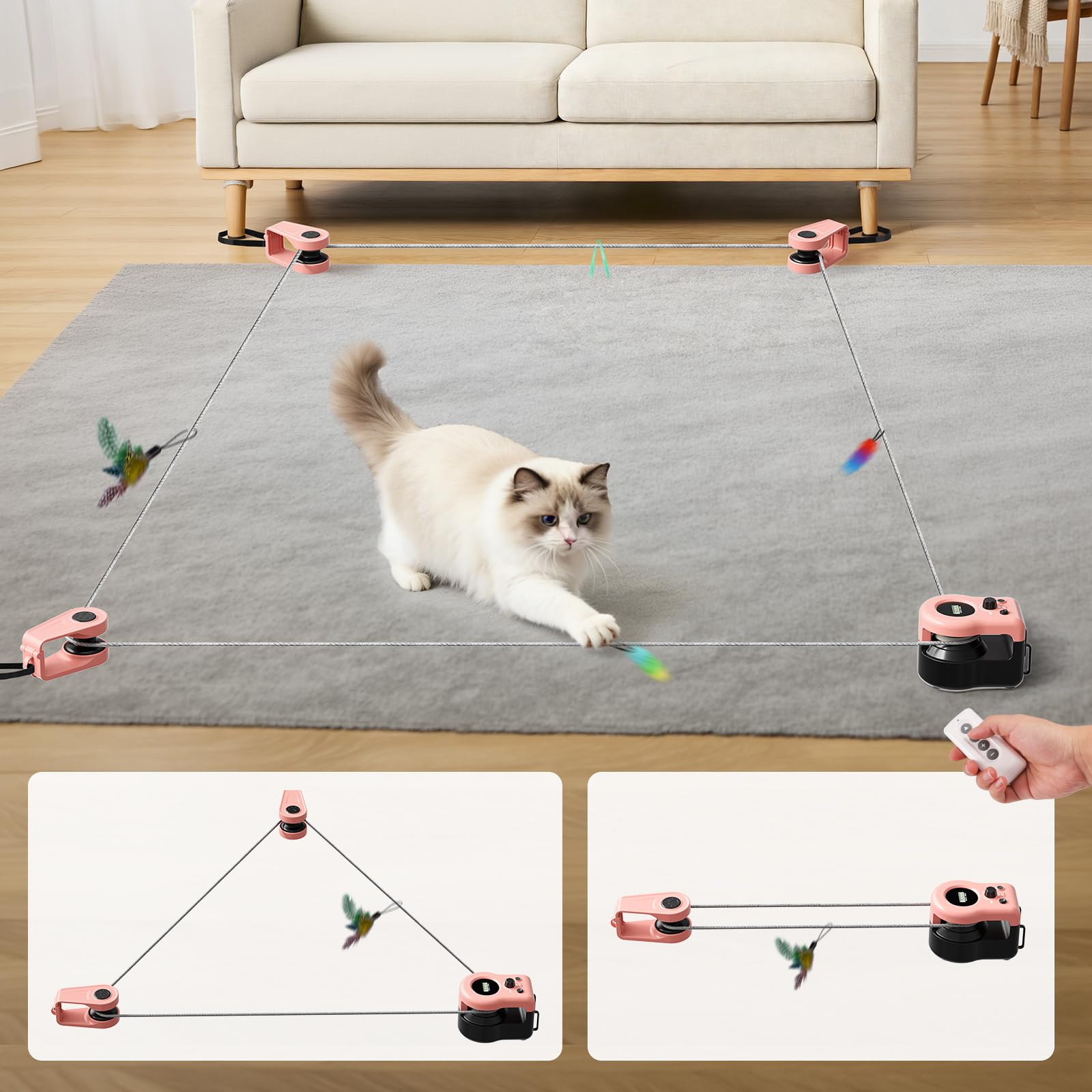 Giocattolo per Gatti da Interni, Nuovo Tapis Roulant per Cuccioli Annoiati con Controllo Automatico/Remoto e Velocità Regolabile, Gioco di Inseguimento e Percorso di Corsa con Design Fai da Te