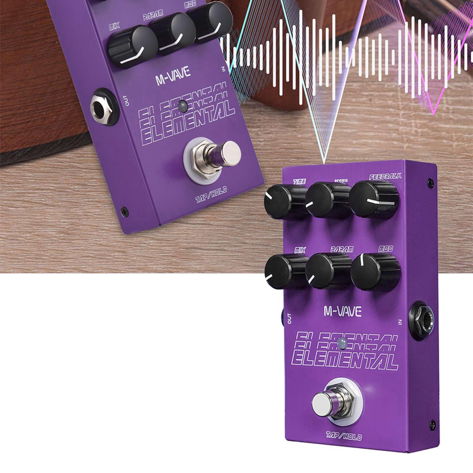 Alomejor Cyfrowy pedał Opóźnienia, 9 pokręteł Efektów Opóźnienia Pedał Efektów Gitarowych z Trybem TAP HOLD Metalowa Obudowa z Czasem 3000 Ms, do Gitary Elektrycznej i