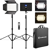 Lume Cube Studio Panel 2.0 2-Point Edge-Lit Bicolor LED Lighting Kit | 3200K-5600K, Rechargeable Battery, 70" Stands, Wireless Remote
