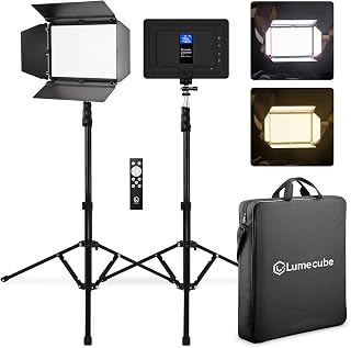 Lume Cube Studio Panel 2.0 2-Point Edge-Lit Bicolor LED Lighting Kit | 3200K-5600K, Rechargeable Battery, 70" Stands, Wireless Remote