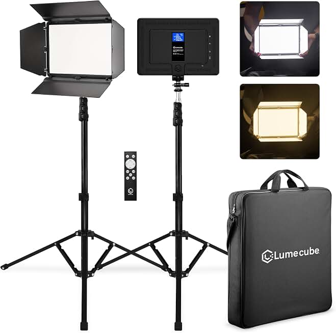 Lume Cube Studio Panel 2-Point Lighting Kit | Edge Lit LED Bicolor Light Panels 3200k - 5600k | Rechargeable Lithium Battery, Adju